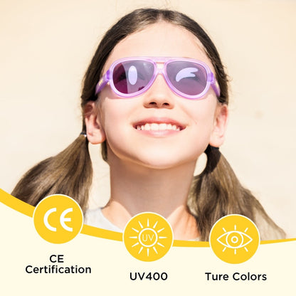 Aviator Kids Sunglasses Coral Purple | 3 - 12+ Years - SmileyWorld