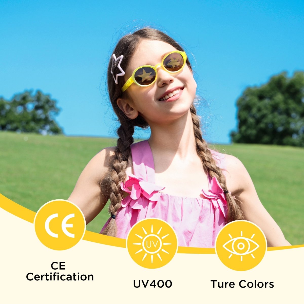 Oval Kids Sunglasses Sunlight Yellow | 3 - 12+ Years - SmileyWorld