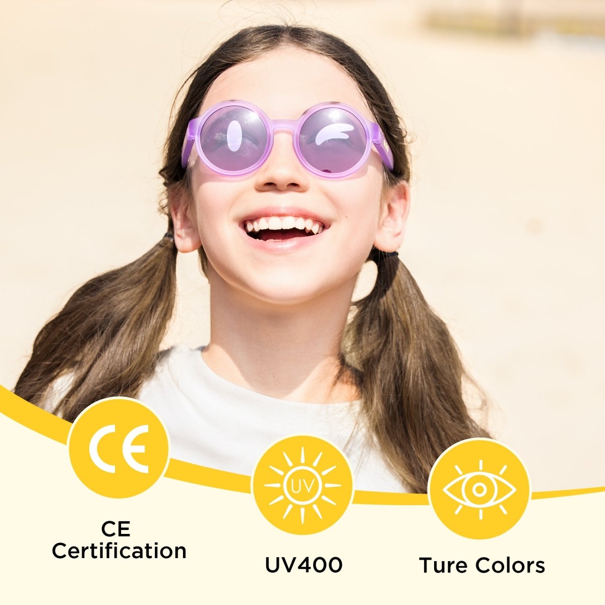 Round Kids Sunglasses Coral Purple | 3 - 12 Years - SmileyWorld