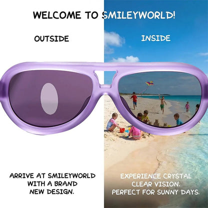 SmileyWorld Kids Aviator Sunglasses (3 - 12Y+) - Coral Purple | Family Match - SmileyWorldKids