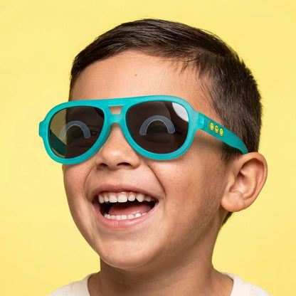 SmileyWorld Kids Aviator Sunglasses (3 - 12Y+) - Lake Green | Family Match - SmileyWorldKids