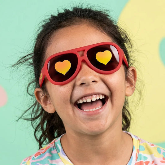 SmileyWorld Kids Aviator Sunglasses (3 - 12Y+) - Raspberry Red | Family Match - SmileyWorldKids