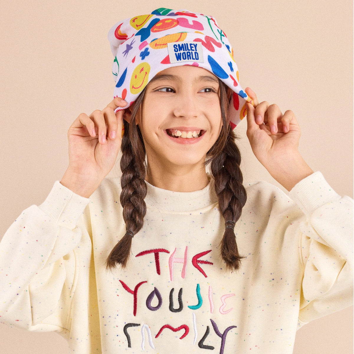 SmileyWorld Kids Knit White Beanie - SmileyWorld