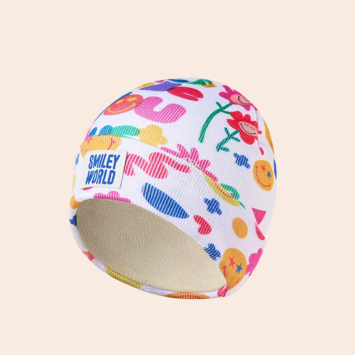 SmileyWorld Kids Knit White Beanie - SmileyWorld
