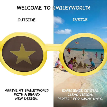 SmileyWorld Kids Round Sunglasses (0 - 12Y) - Sunlight Yellow | UV400 - SmileyWorldKids
