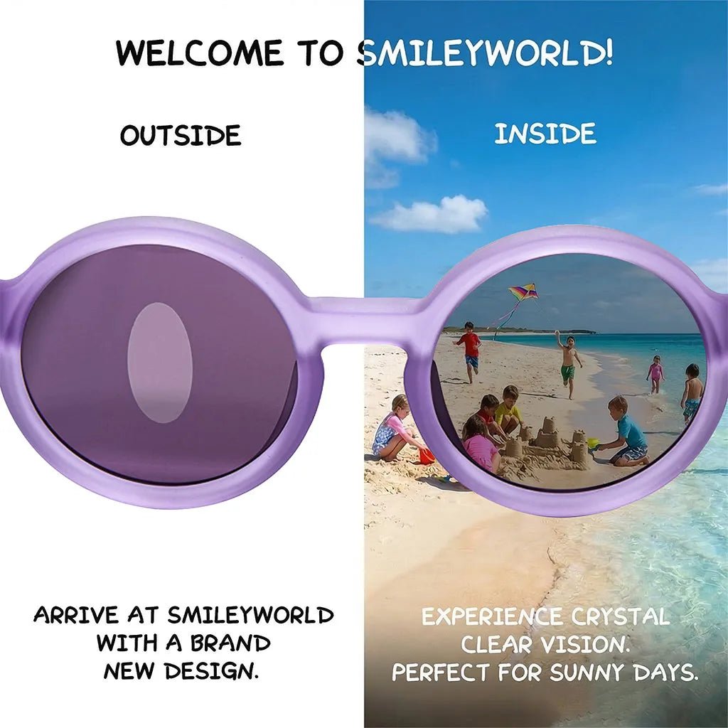 SmileyWorld Kids Round Sunglasses (3 - 12Y) - Coral Purple | UV400 - SmileyWorldKids