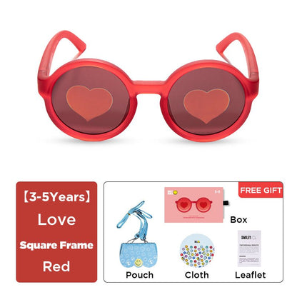 SmileyWorld Kids Sunglasses Round Raspberry Red - SmileyWorld