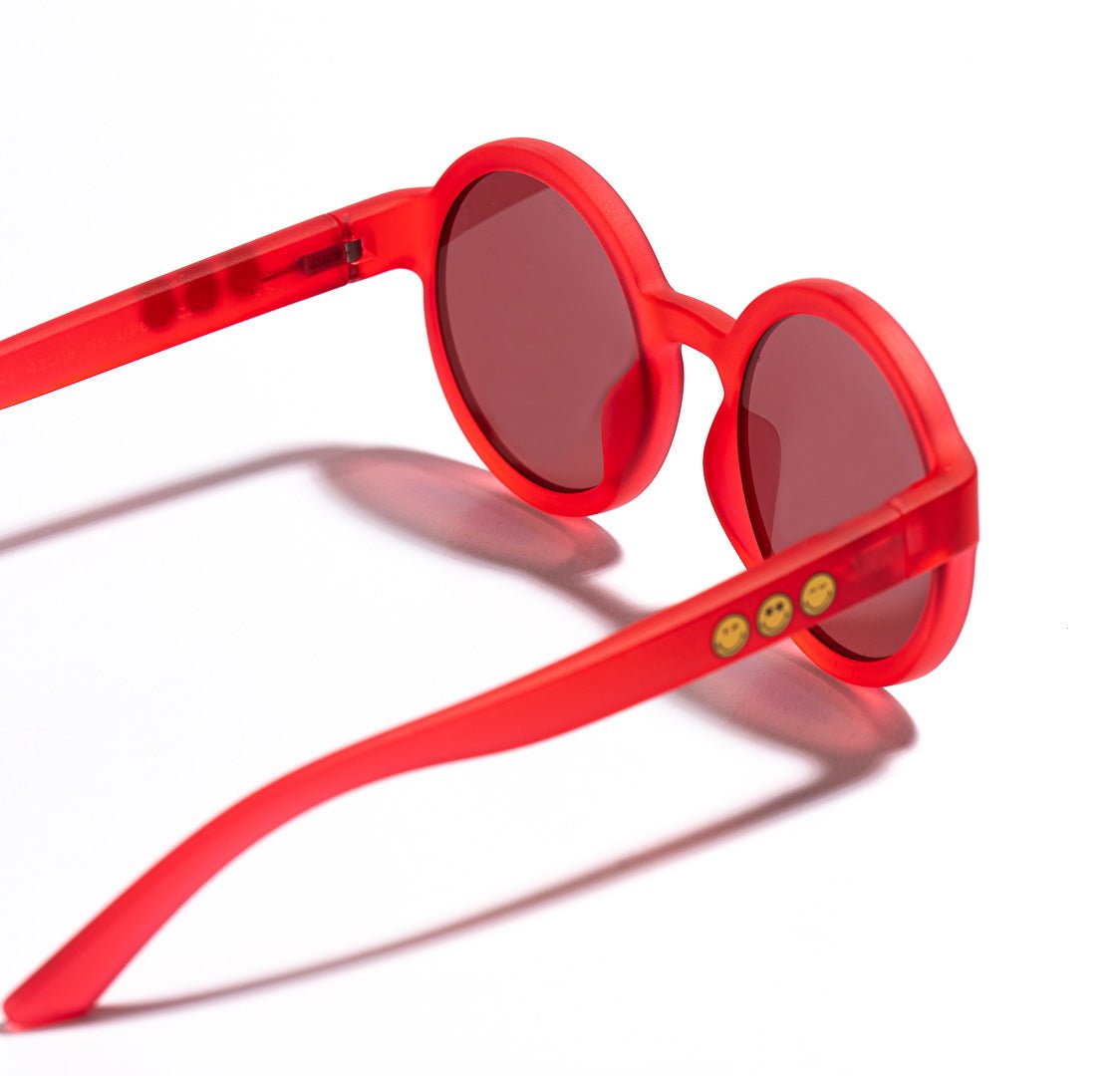 SmileyWorld Kids Sunglasses Round Raspberry Red - SmileyWorld
