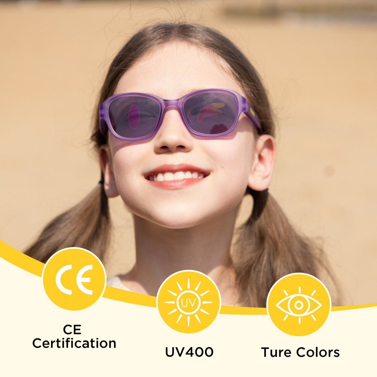 Square Kids Sunglasses Coral Purple | 3 - 12 Years - SmileyWorld