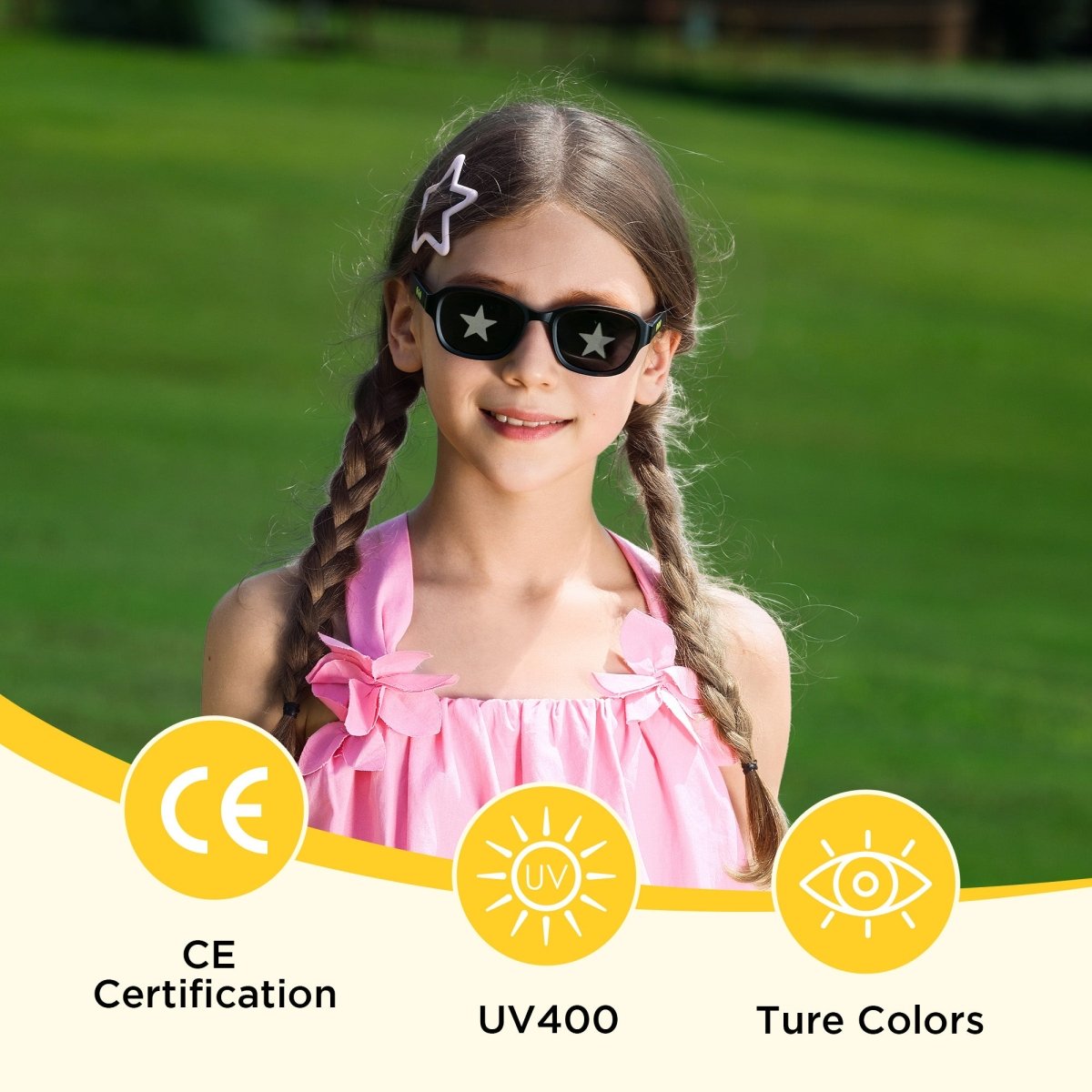 Square Kids Sunglasses Obsidian Black | 3 - 12+ Years - SmileyWorld