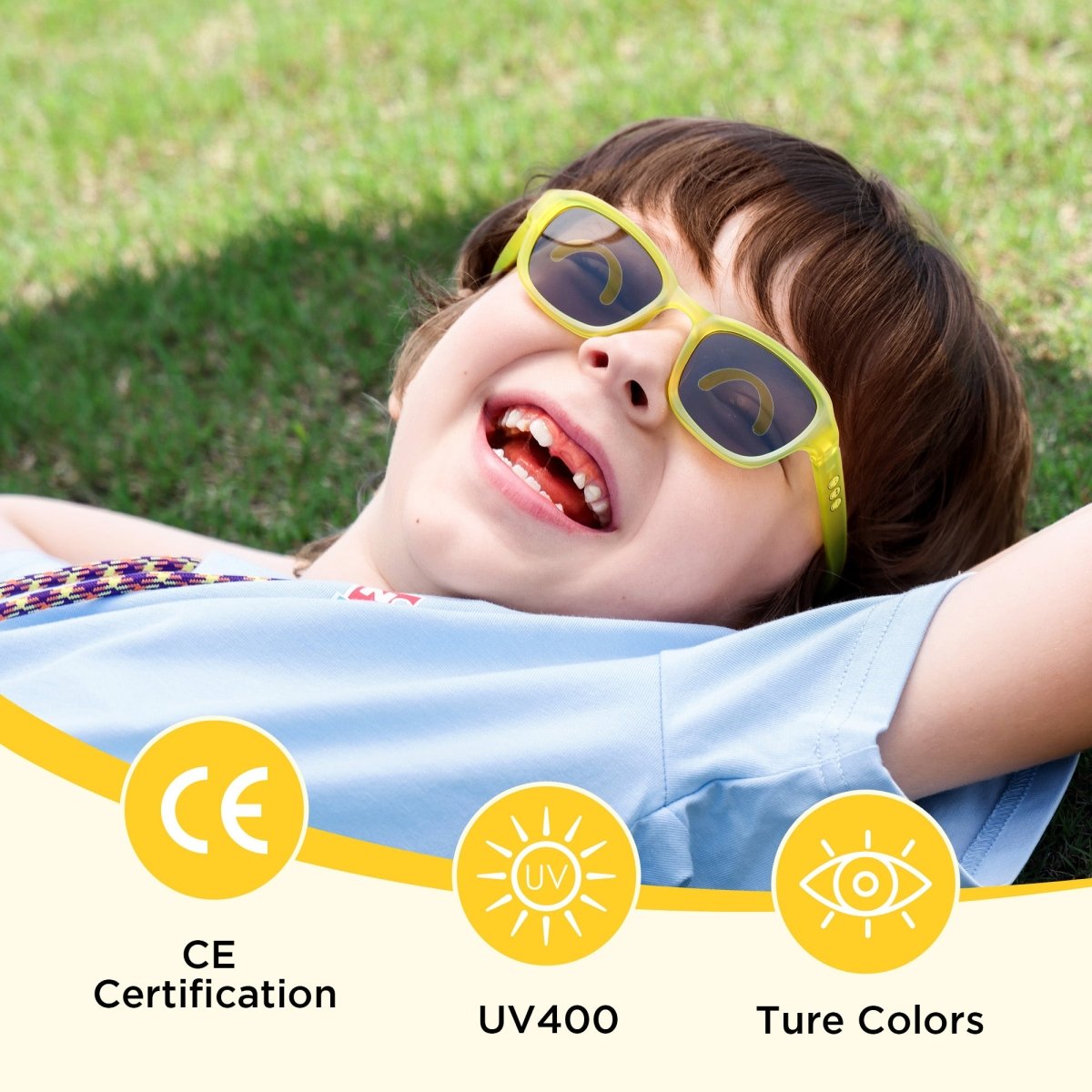 Square Kids Sunglasses Sunlight Yellow | 3 - 12+ Years - SmileyWorld